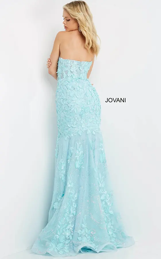 Jovani 07935 Gunmetal Strapless Mermaid Prom Dress
